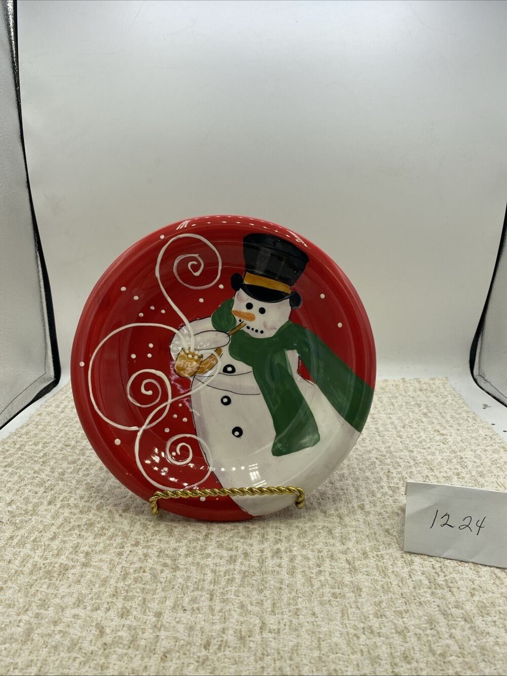 Certified International Snowman Smoking A Pipe 8.5” Plate Stephanie Stouffer